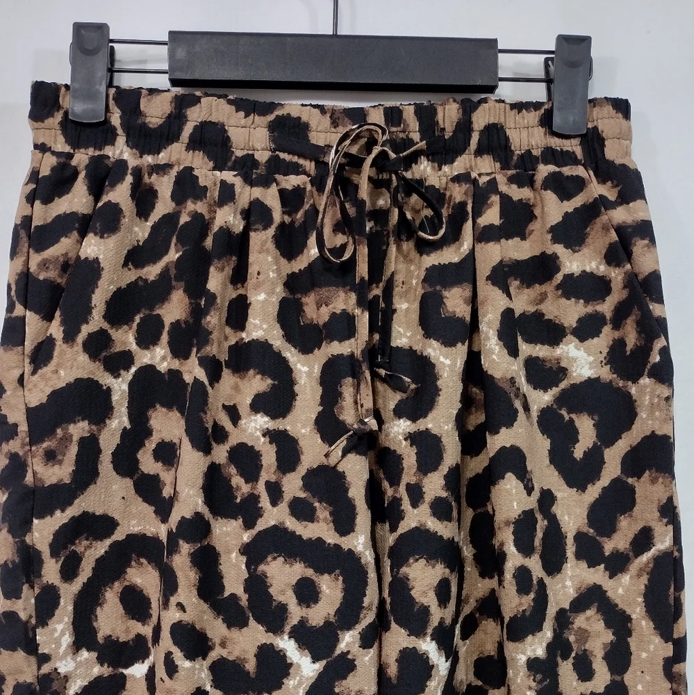 PrettyLittleThing Animal Print Casual Pants Womens 6 Brown Boho Retro 90s Y2K - Picture 3 of 9